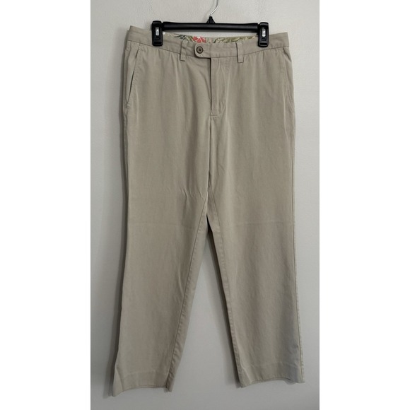 Tommy Bahama Men's 32x30 Beige Silk Straight Leg Pants - Picture 2 of 7